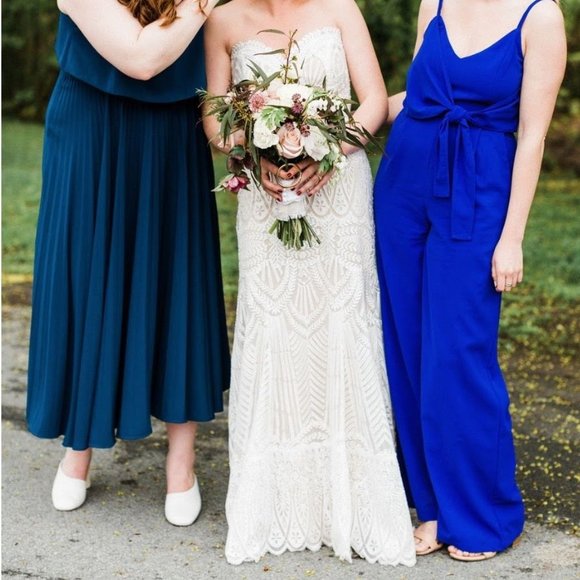 Lulus Royal Blue Tie-Front Wide Leg Jumpsuit - Picture 6 of 6